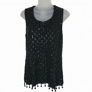 Nanette Lapore  Unique Black 100% Merino Knitted Tank Top Size M